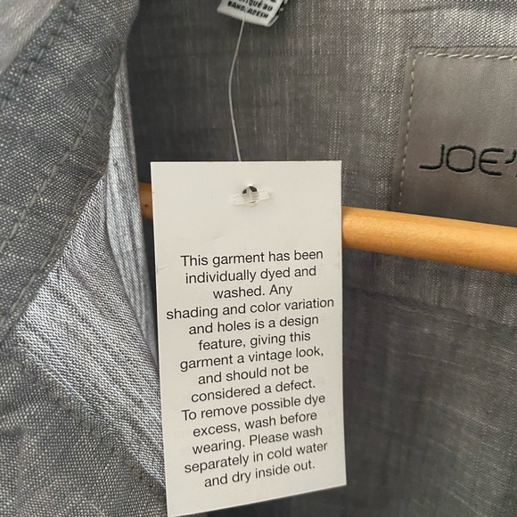 NWT Joe’s Jeans men’s grey, button down shirt. Size M - Picture 7 of 7